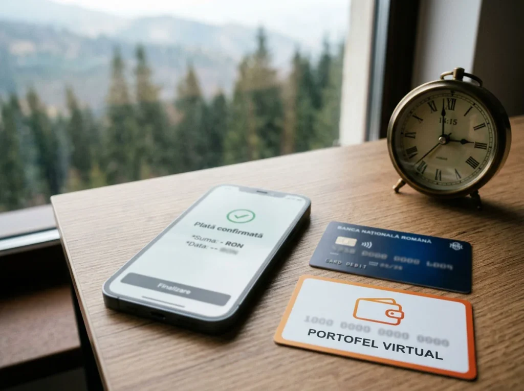Telefon, card bancar și portofel digital ilustrând diferite trasee de retragere în lei